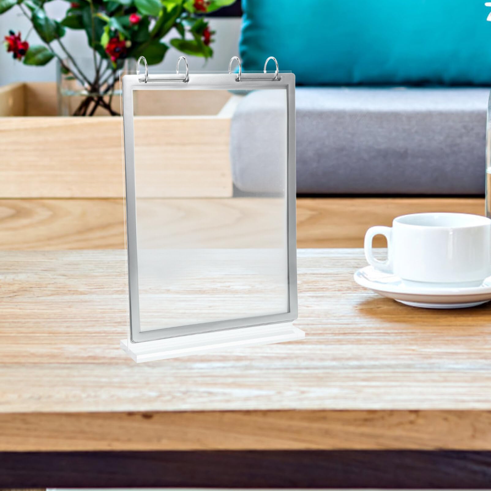 Soporte de Menú de Mesa Acrílico A4, Expositor Transparente | Doble Cara Base Estable, Cambio Rápido de Contenido, Lote de 12 Piezas para Mostrador