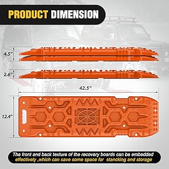 Nilight Recovery Off-road Traction Boards with Jack Lift Base Emergency Tire Ladder Mats For 4WD 4X4 Mud Sand Snow with 2PCS Mounting kit Carry Bag 2 leashes (Orange)