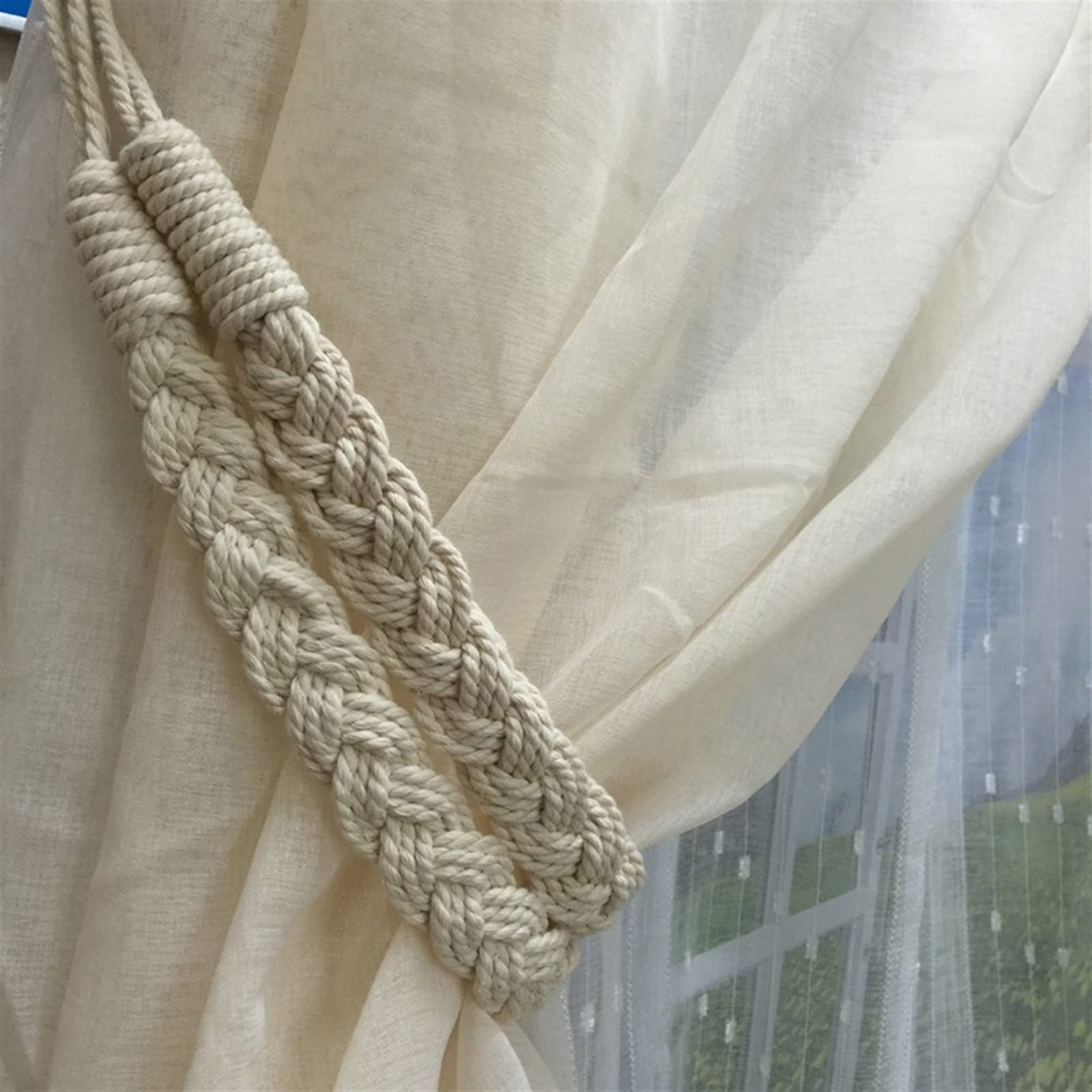 Cordones Ajustables para Cortinas, Cordones para c Paquete de 10 alzapaños for Cortinas de algodón Tejido con diseño Anudado de 25,59 Pulgadas