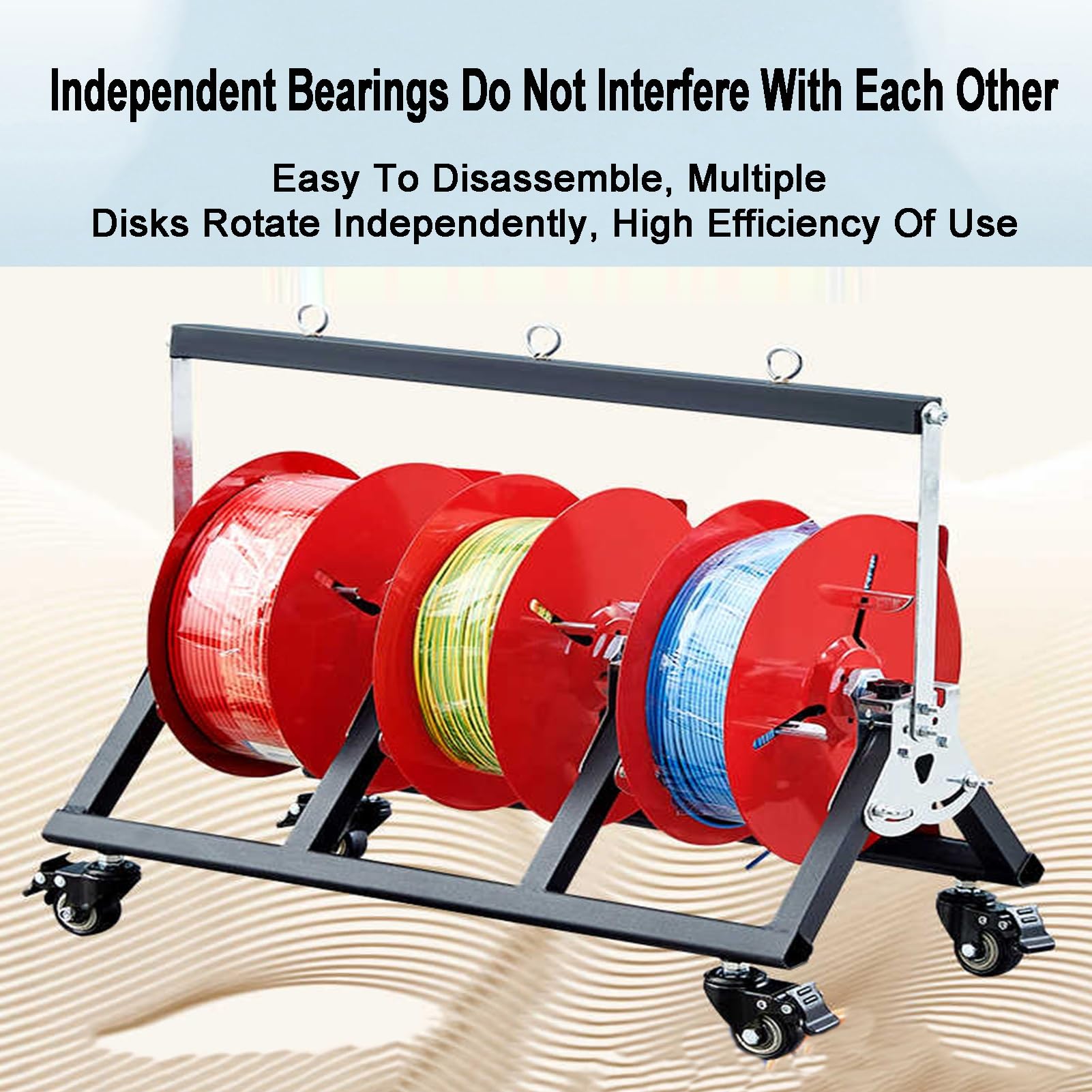 Supporto per Bobina, Dispenser Pieghevole per Bobina, Supporto per Bobina di Cavo con Ruota Freno per Bobina di Cavo, Bobina di Corda, Paracord(3 Reel)