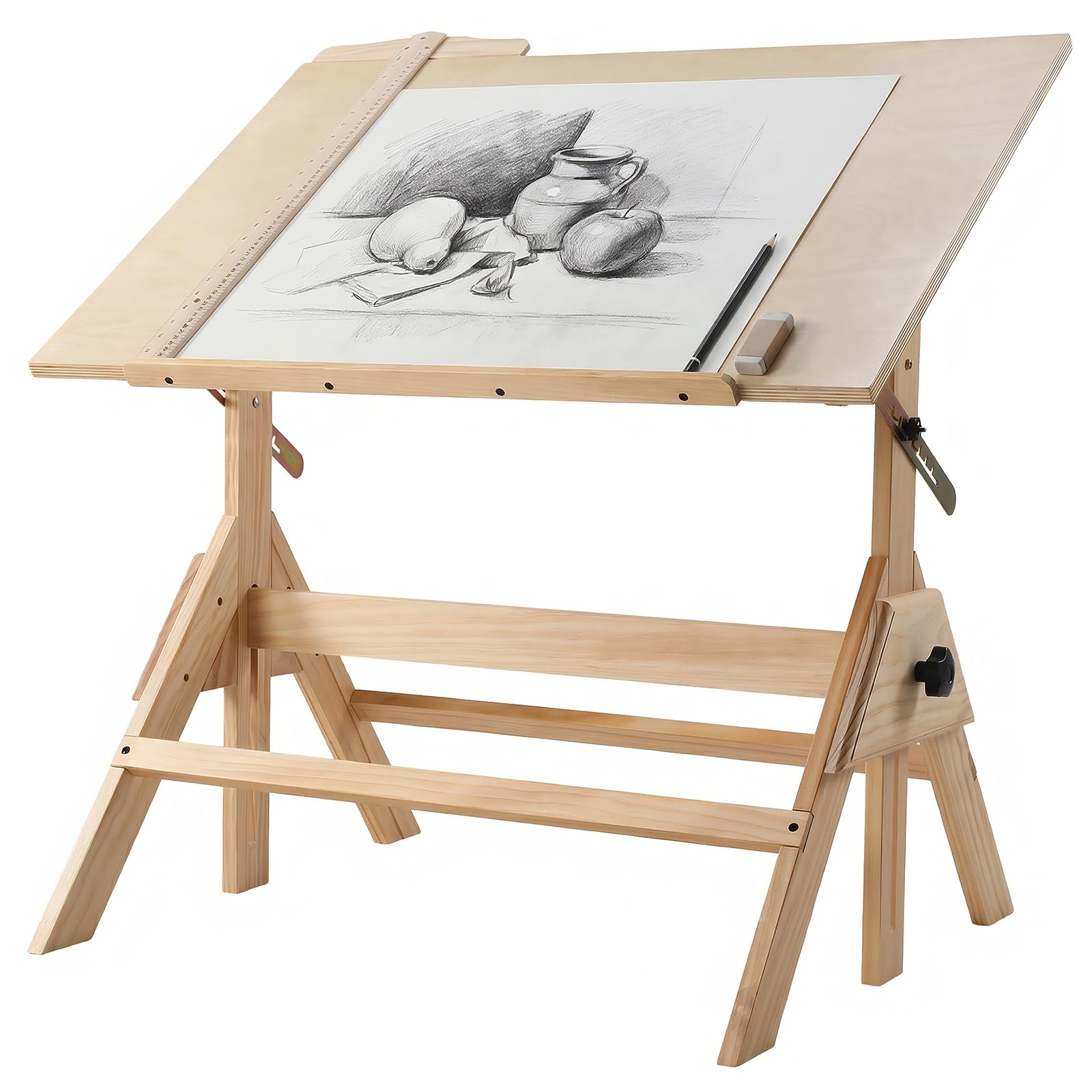Tavolo da architetto inclinabile in legno, scrivania regolabile in altezza, tavolo da studio 60 x 90 cm per architetti e tecnici