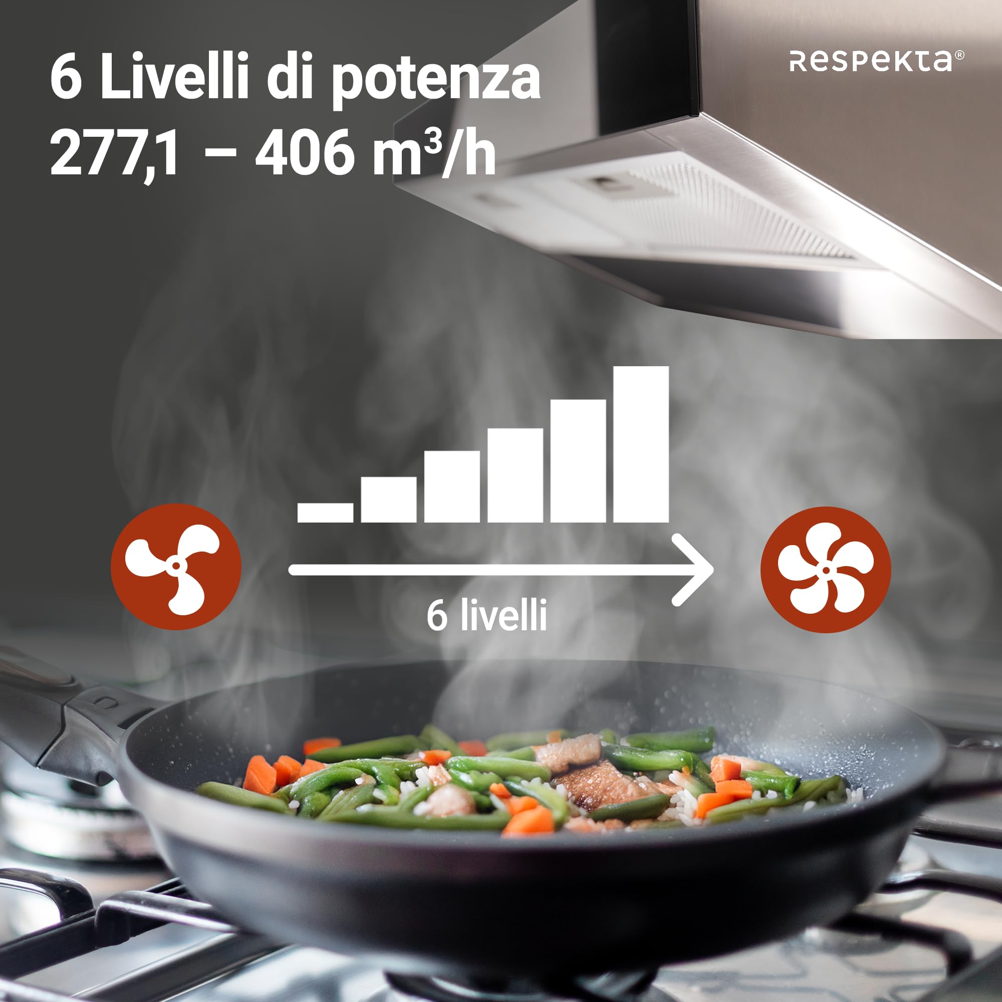Respekta Sanja Cappa aspirante da incasso/cappa aspirante da incasso 60 cm/struttura in metallo in acciaio inox/funzione di ricircolo / CH12060 IX-21 / A+ / 55 – 64 dB
