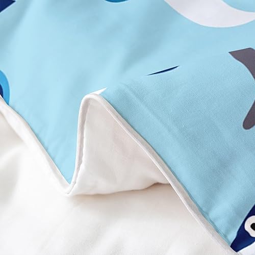 Miniatura 5 de jejeloiu Juego de funda de edredón de tiburón, 100% algodón, tamaño individual, diseño de animales marinos y océanos, 100% algodón, para niños,