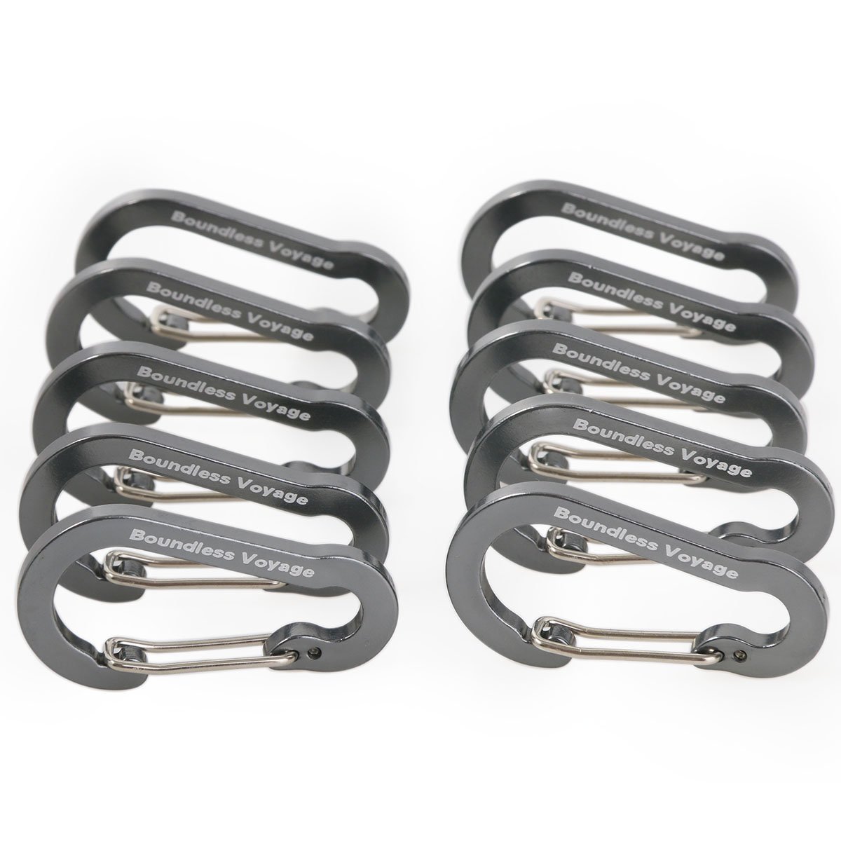 Boundless Voyage Unlocking Carabiner Aluminum Alloy Carabiner Clip Key Chain Hanging Hook for Camping Hiking (10/20 Packed)