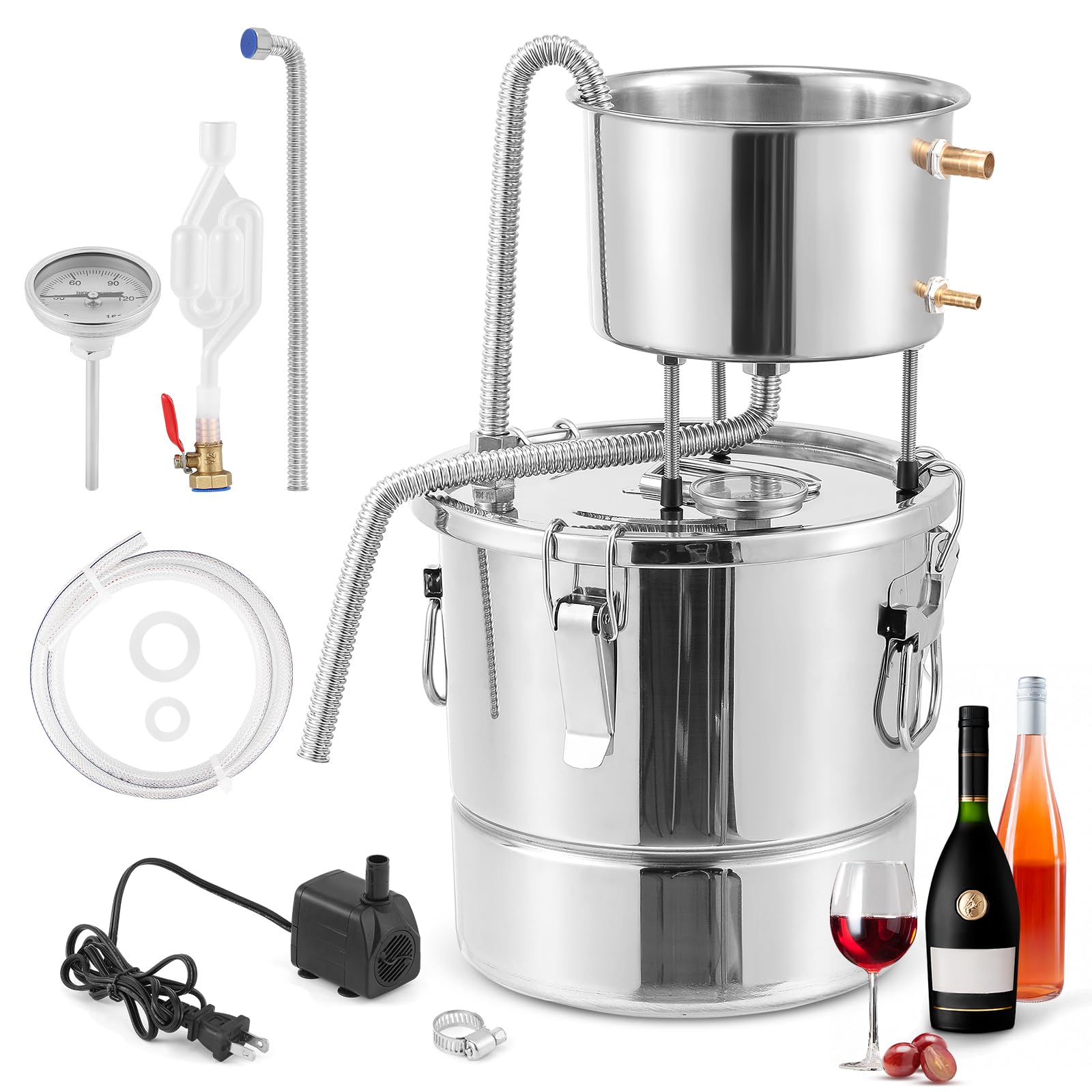 Amazon｜Hanchen 22L蒸留器 IH対応 内蔵温度計 ポンプ付き ホース付き
