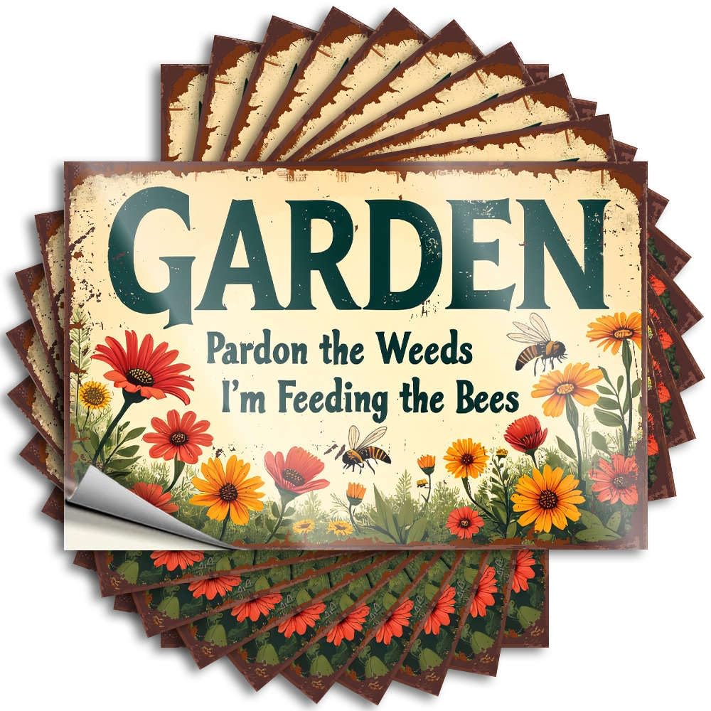 Bumper Haves Custom Stickers, Window Waterproof Garden: Pardon Weeds, Feeding Bees. for Hydro Flask | Half Vinyl Decals for Friends Holiday Gift(12X18CM)