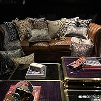 Vista 84 de The HomeCentric Funda de almohada, fundas marrones, fundas de almohada geométricas japonesas ópticas, fundas de almohada de 24 x 24 pulgadas, fundas