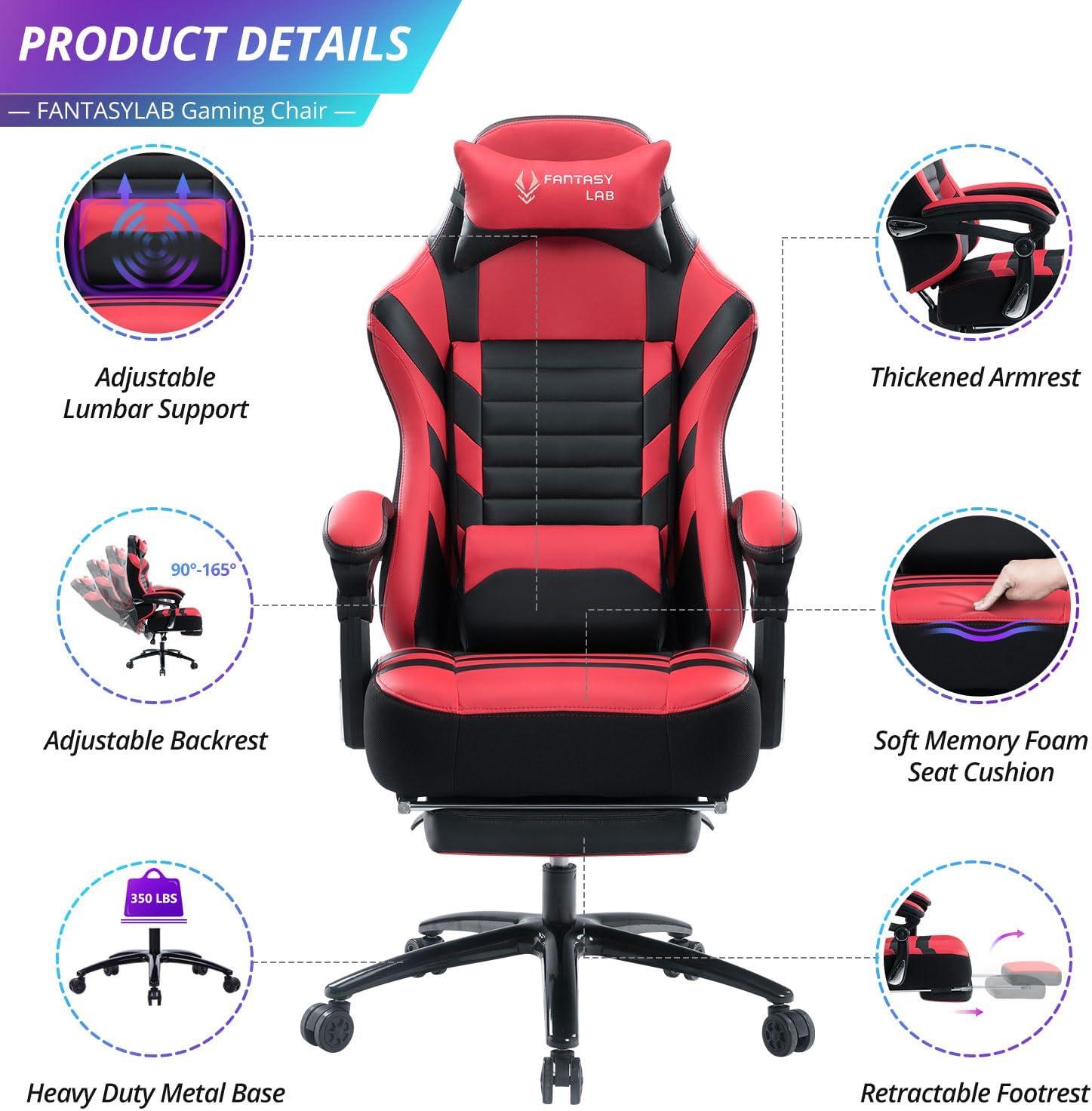 Fantasylab Big and Tall Gaming Chair with Footrest Taiwan Ubuy