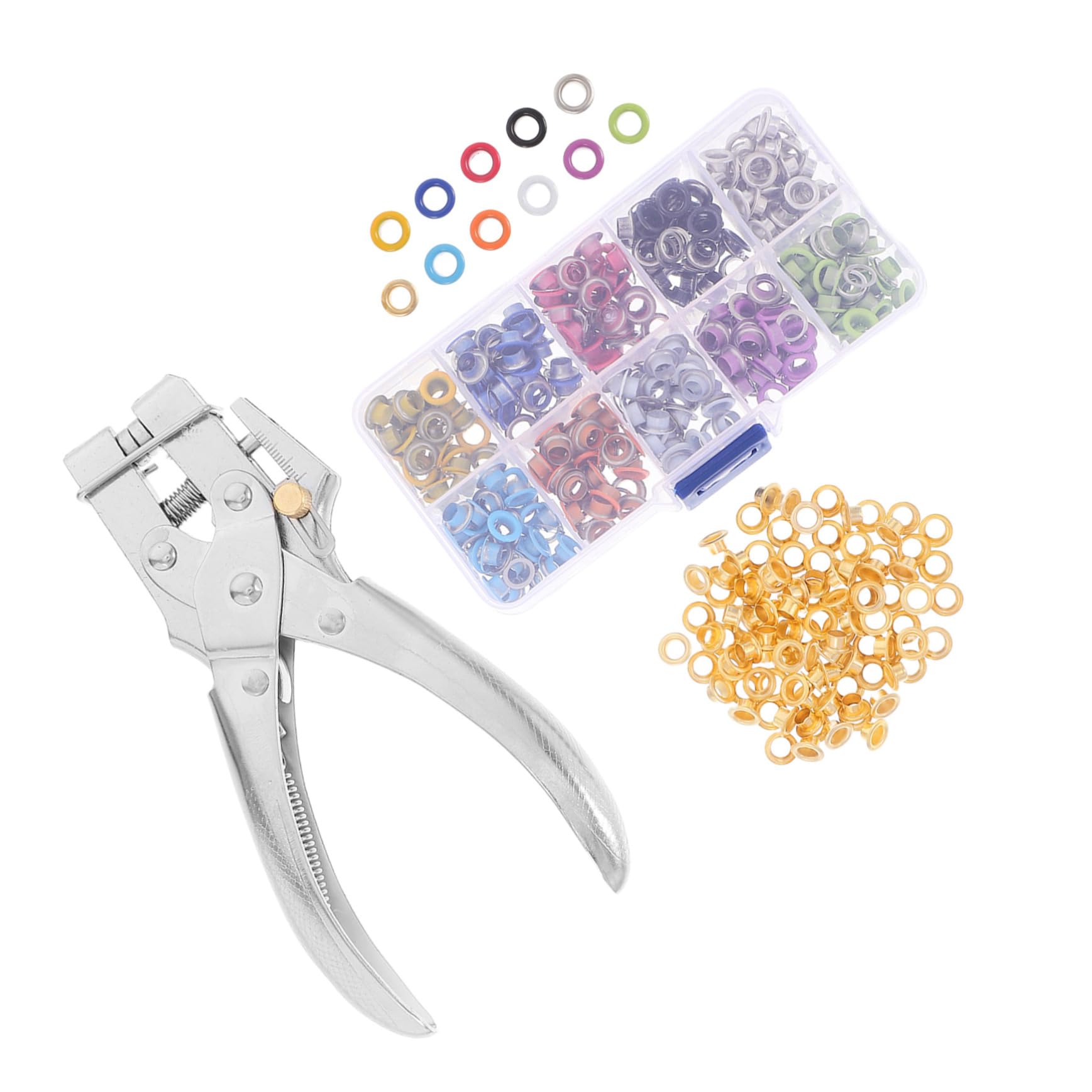 Anneome 1juego Para Ojetes Con Caja De Almacenamiento Herramienta De Grommets De Metal Para Tela y Kit De Puncher Para Banners Toldos