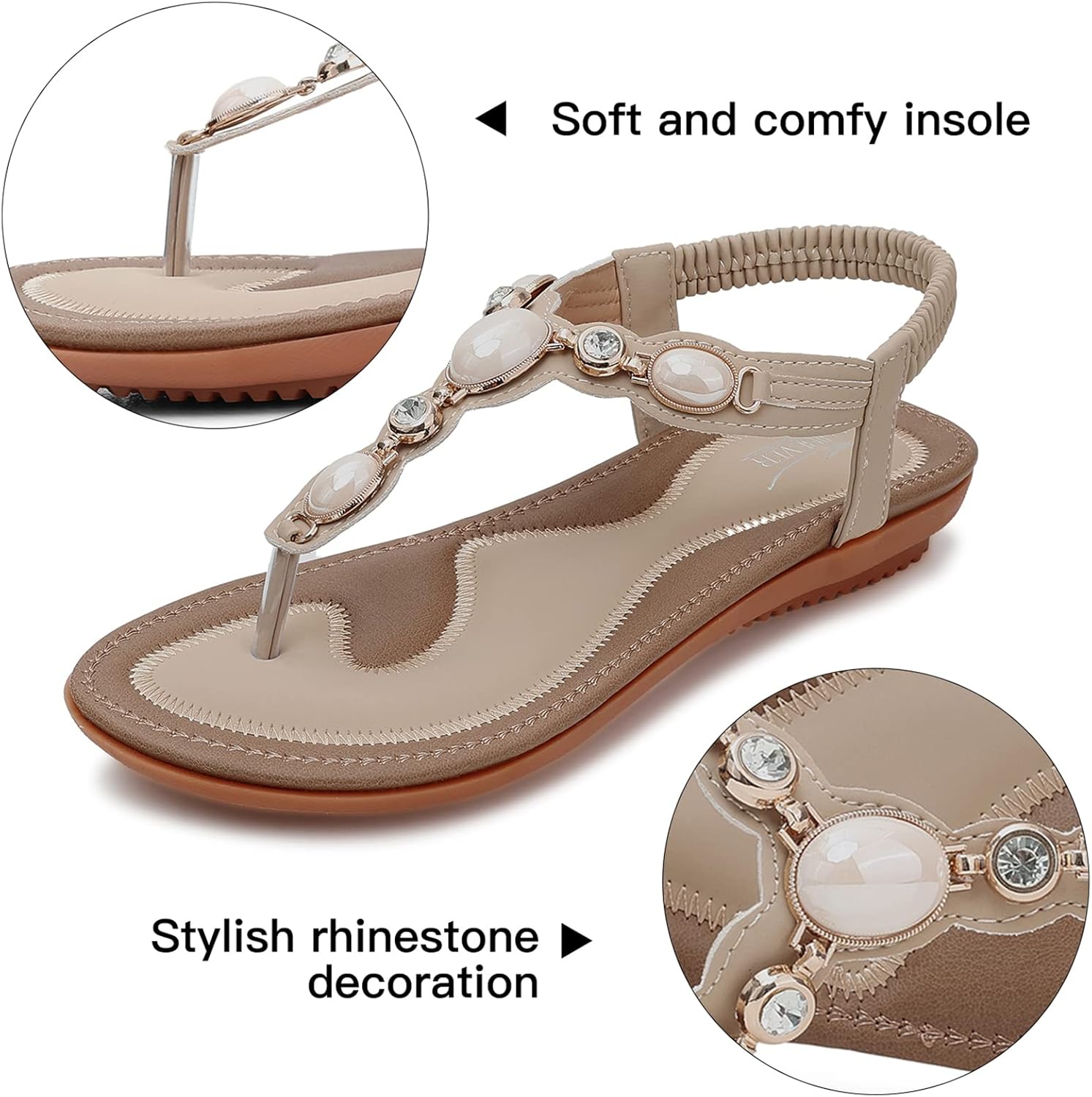 SHIBEVER Flat Sandals for Women Dressy: Summer Comfortable Dress Thong Flats Sandal - Image 4