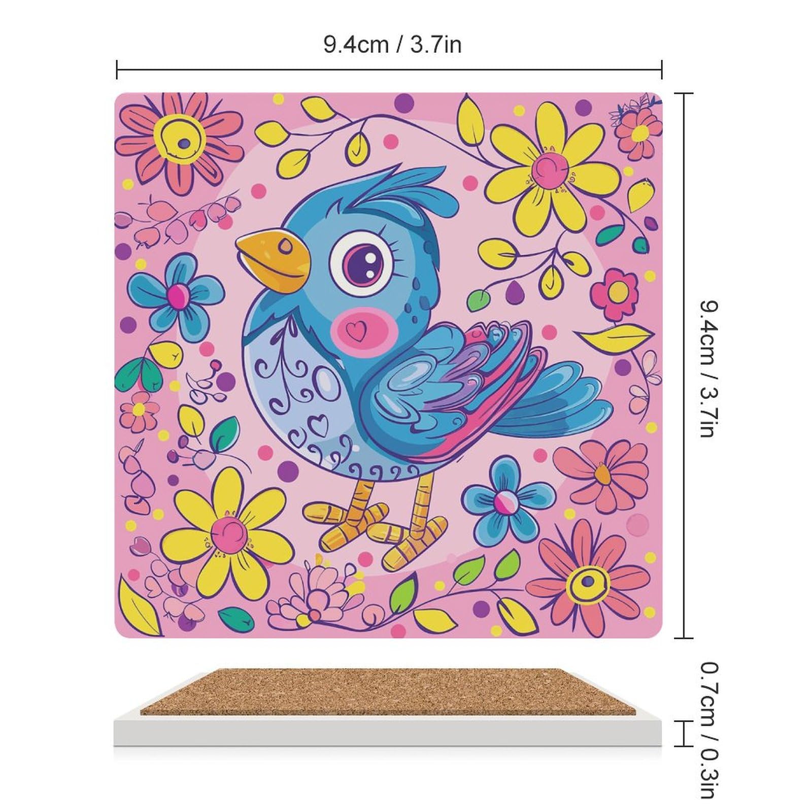 4 sottobicchieri quadrati in ceramica sottobicchieri per bevande scarabocchiare stile uccello stampato sottobicchieri casa e caffè regali di compleanno adatti per tipi di tazze