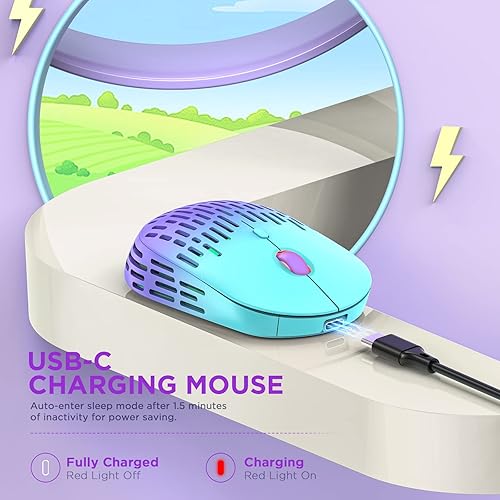 Miniatura 6 de Ratón inalámbrico Bluetooth, doble modo recargable silencioso con receptor 2.4G tipo C, mouse USB C para MacBook, laptop, Surface Pro, Chromebook,