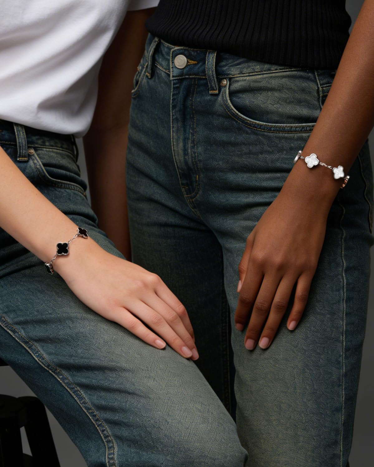 18K Gold Plated Bracelets for Women Non Tarnish, Golden/Red/White/Black Four Leaf Clover Bracelet Charm Bracelets for Women Trendy Valentines Day Gifts for Her - Image 3