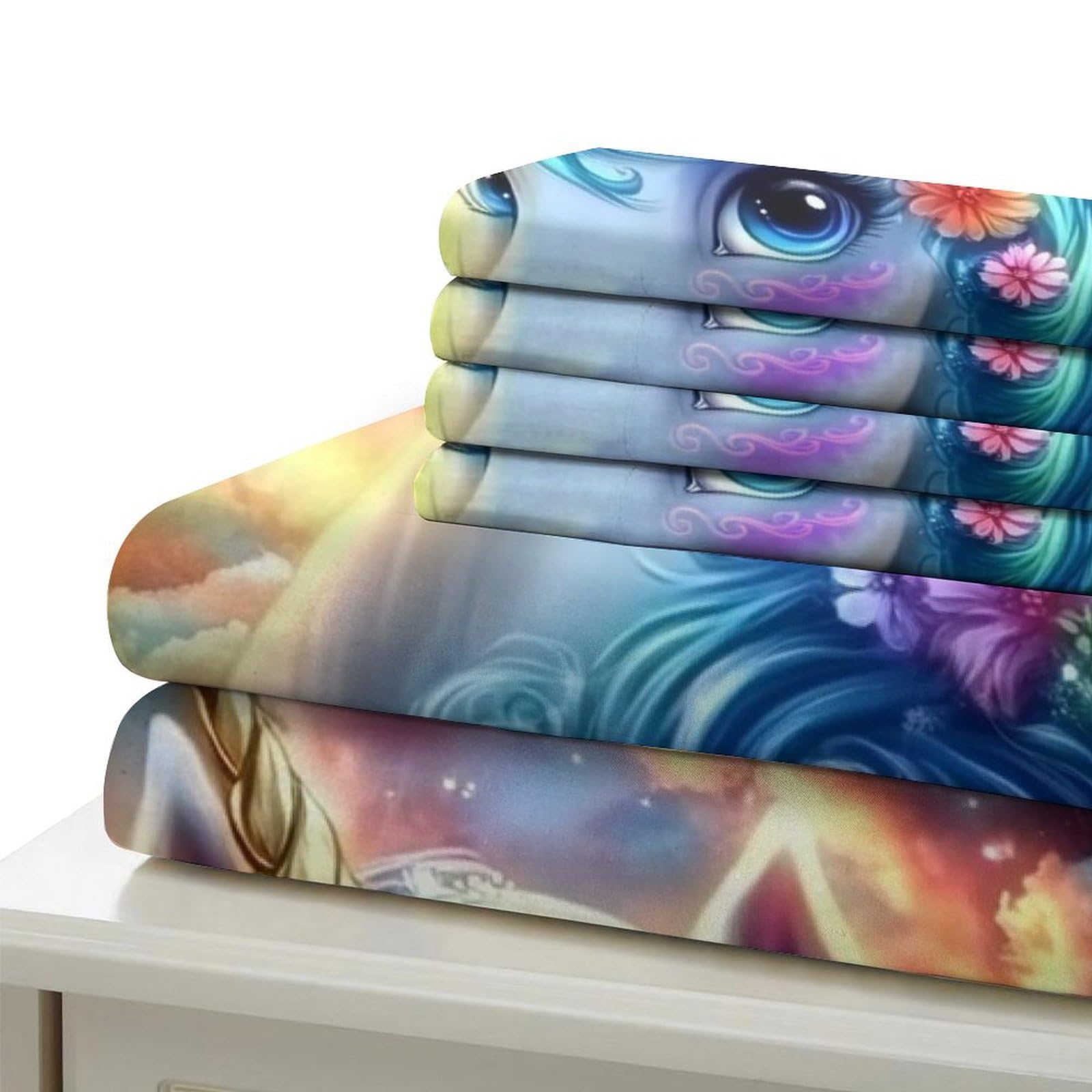 Einhorn-Pärchen 3D Bedruckt Deckenbezug 3teilig Mikrofaser leichtgewichtig Fantasie Deckenbezug 2 Kissenbezüge fleckenfest Kinder Jugendliche Super King（260x220cm）