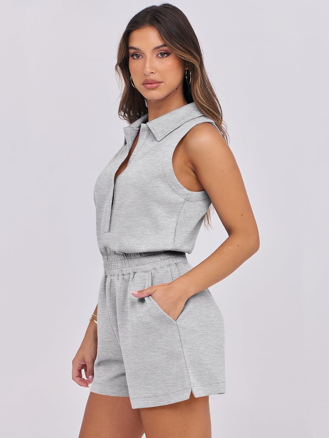 ANRABESS Romper for Womens 2026 Summer Dressy Casual Sleeveless V Neck One Piece Short Jumpsuit Lounge Travel Outfits Clothes - Image 4