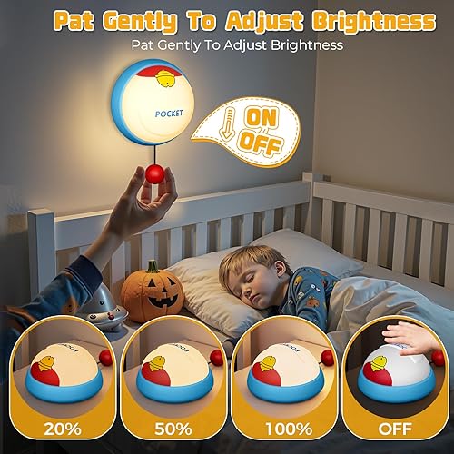 Miniatura 3 de Luz nocturna para niños, bonita lámpara de noche de pared de anime en el dormitorio de los niños, luz táctil de silicona regulable de 3 niveles,