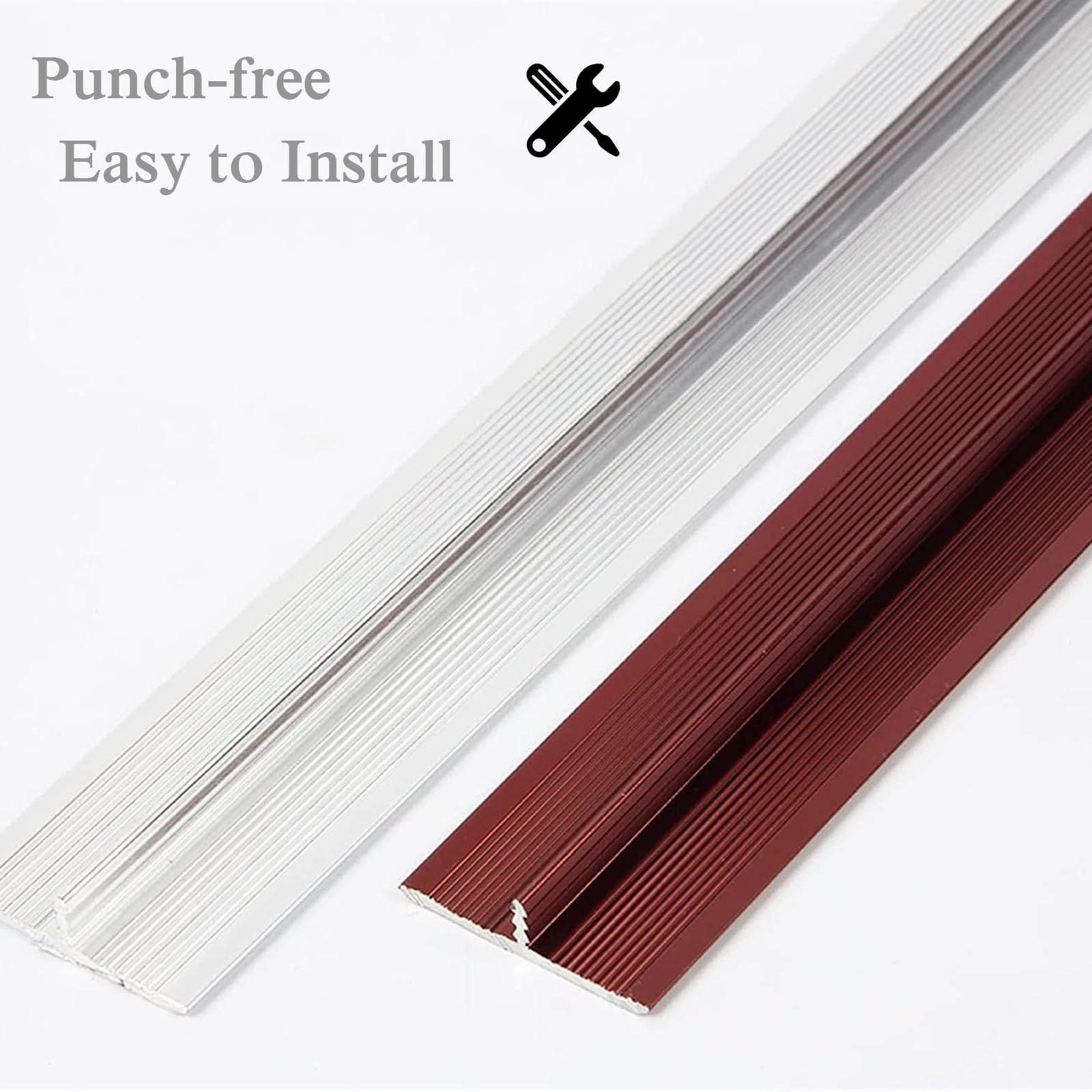 Lot De 3 Bandes De Transition De Sol En Aluminium Barre De Seuil En T, Comblent L'écart De Hauteur Entre 12 Et 18 Mm Pour Porte, Seuil, Transition Entre Carrelage Et Planches Stratifiées – Avec Base(C