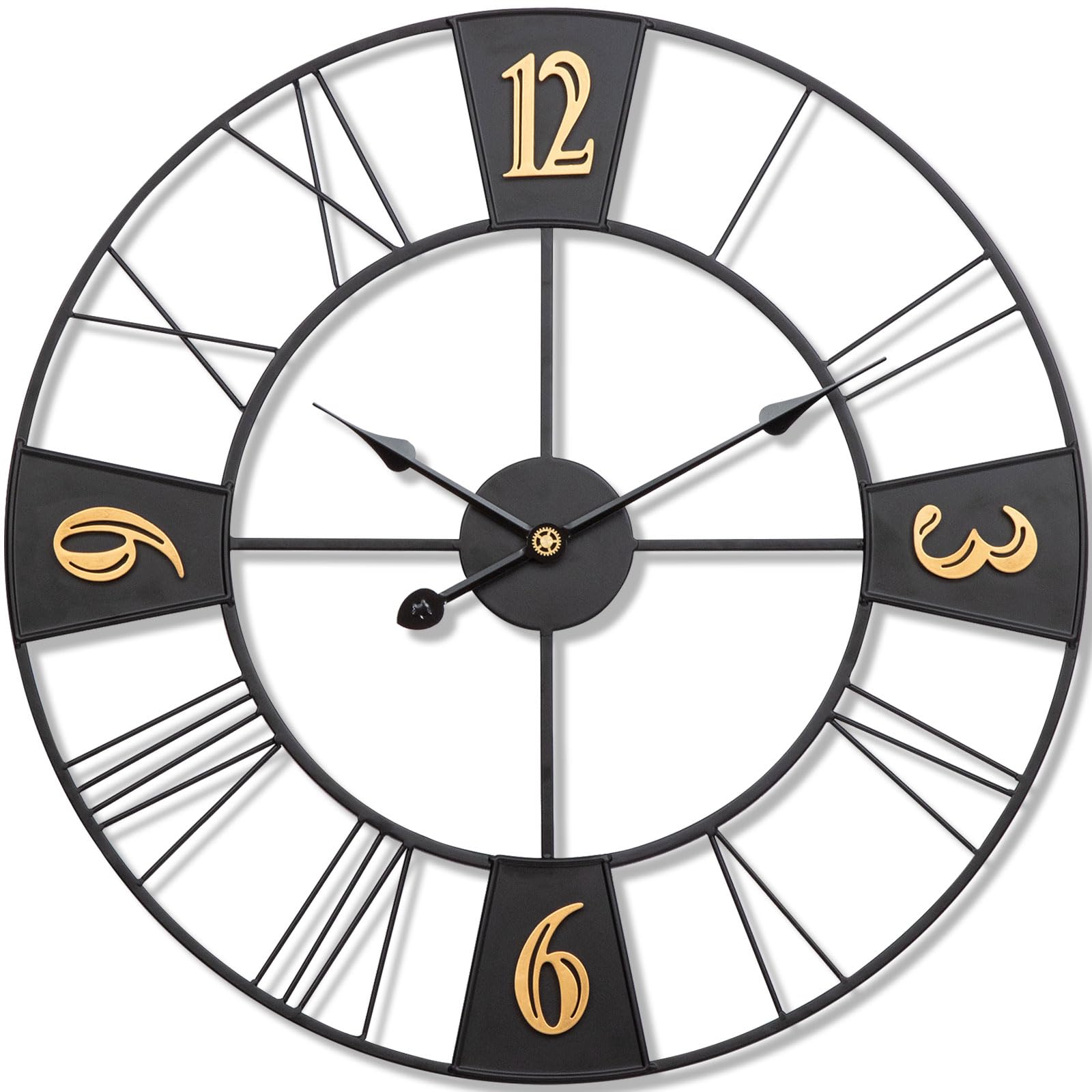 ACCSHINEWall Clock Large Without Ticking Noises Silent 50 cm Roman Numerals Quartz Battery Operated Wall Clock Easy to Read for Room Home Kitchen Bedroom Office School (50 cm)