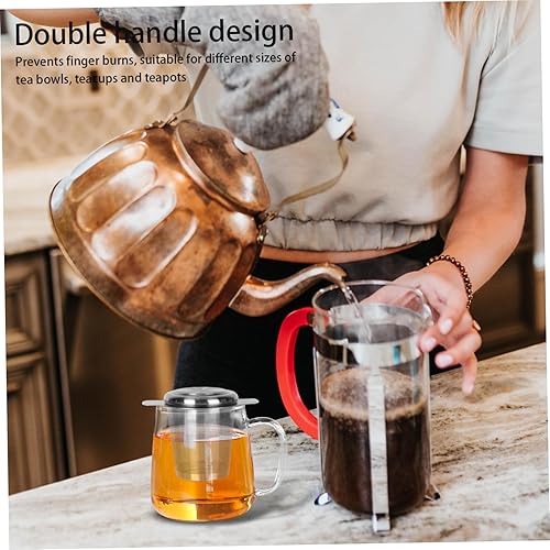 Miniatura 4 de Tea Infuser 2Pcs 304 Stainless Steel Dual Handle Fine Mesh Tea Steeper with Lid Tea Washable Mug Cup Strainers for Loose Tea
