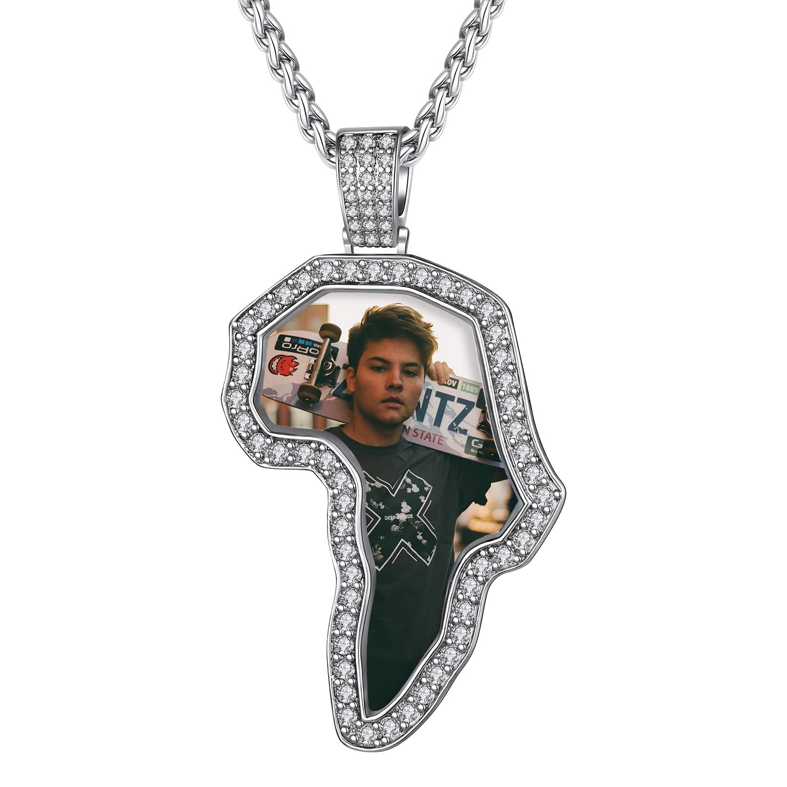 Custom4U Picture Necklace Personalized Photo Circle Chain for Men Women