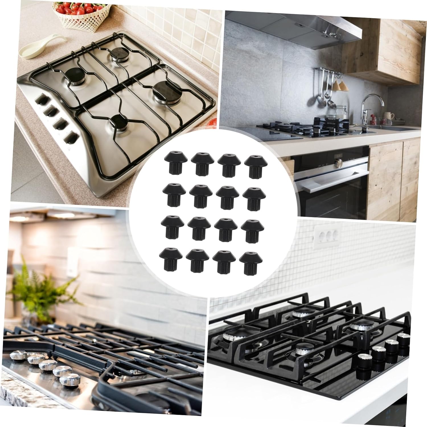 Gadpiparty 20pcs Gas Stove Burner Grate Rubber Feet Replacement Pads, Anti-skid Black Rubber Foot Pads Compatible with Wb02t10461 Ap2622260 Ps241358, Stove Grate Support for Cooktop Parts
