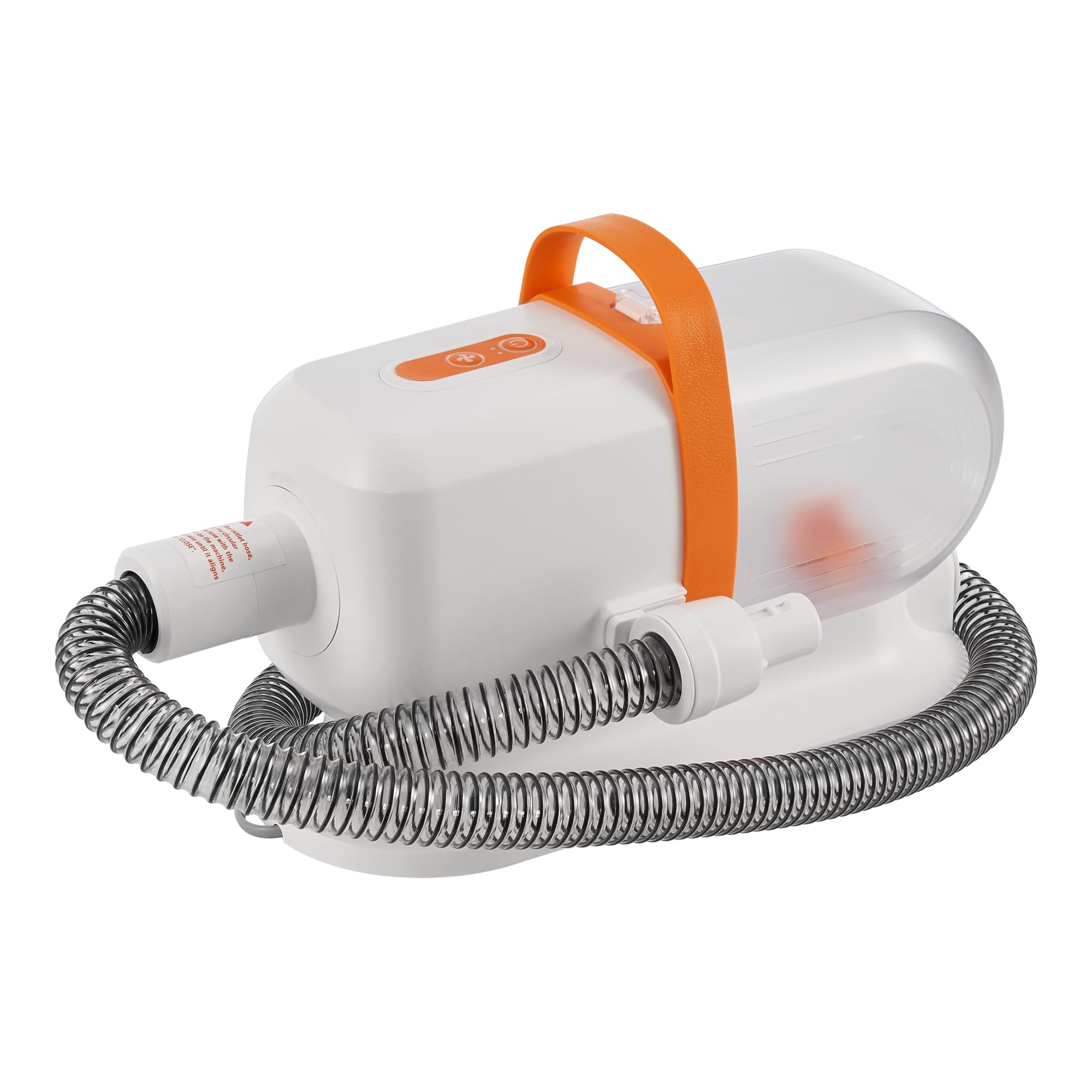 in.tec Tondeuse pour Chien avec Aspirateur Kit de Toilettage 5 en 1 avec Peignes Brosses 3 Modes d'Aspiration Tuyau de Séchage Plastique Métal 23 x 33 x 14 cm Blanc Orange