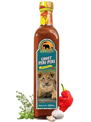 Ghost Peri-Peri Salsa picante de African Dream Foods | Salsa picante totalmente natural | Botella de chef de 16.9 onzas líquidas