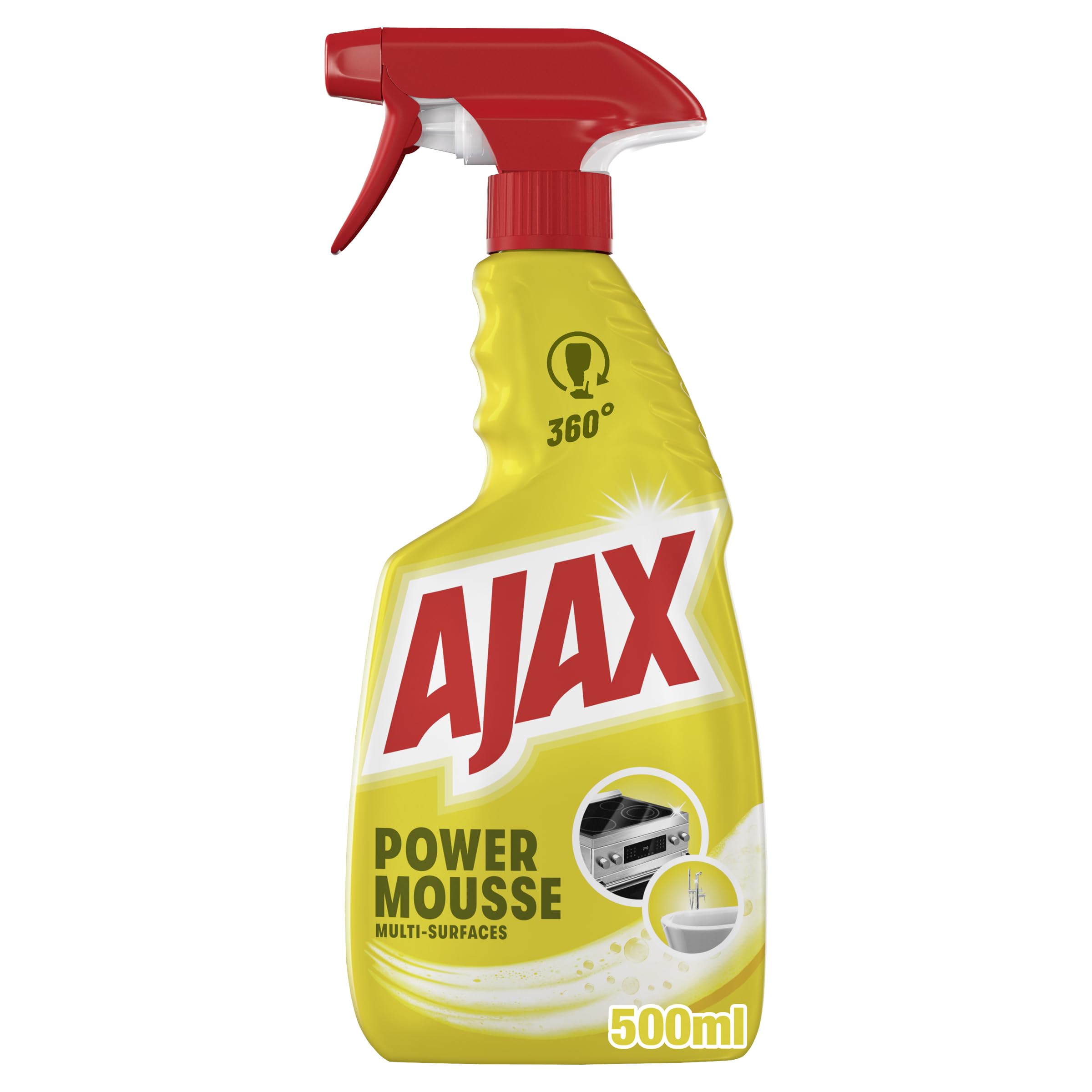 Ajax, Nettoyant Multi-Surfaces Power Mousse, Spray, Lot de 12 x 500 ml