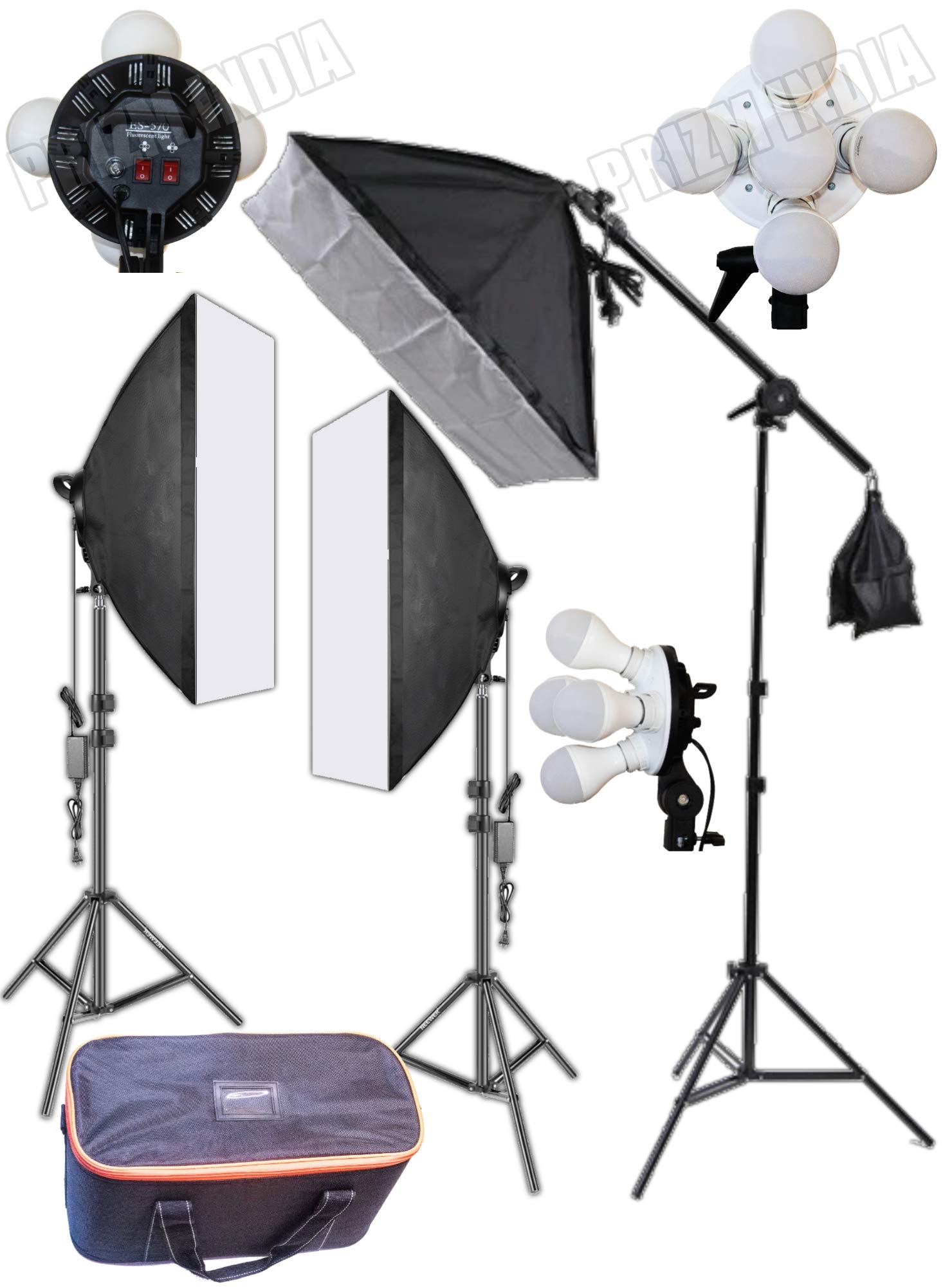 OCTOVA PRO ES570 HD LED 5 Soft Led Video Light Softbox Kit with AC Power | 3 Point Lighting for YouTube Videos Shooting, Videography, Portrait, Studio Product Photography, Key, Fill and Back Light