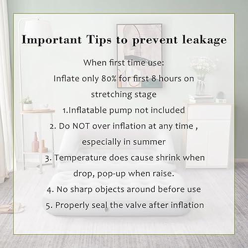 Miniatura 7 de RAPTAVIS Sofá cama inflable para camping, flotador de piscina, colchón flocado al aire libre con reposabrazos, tamaño matrimonial