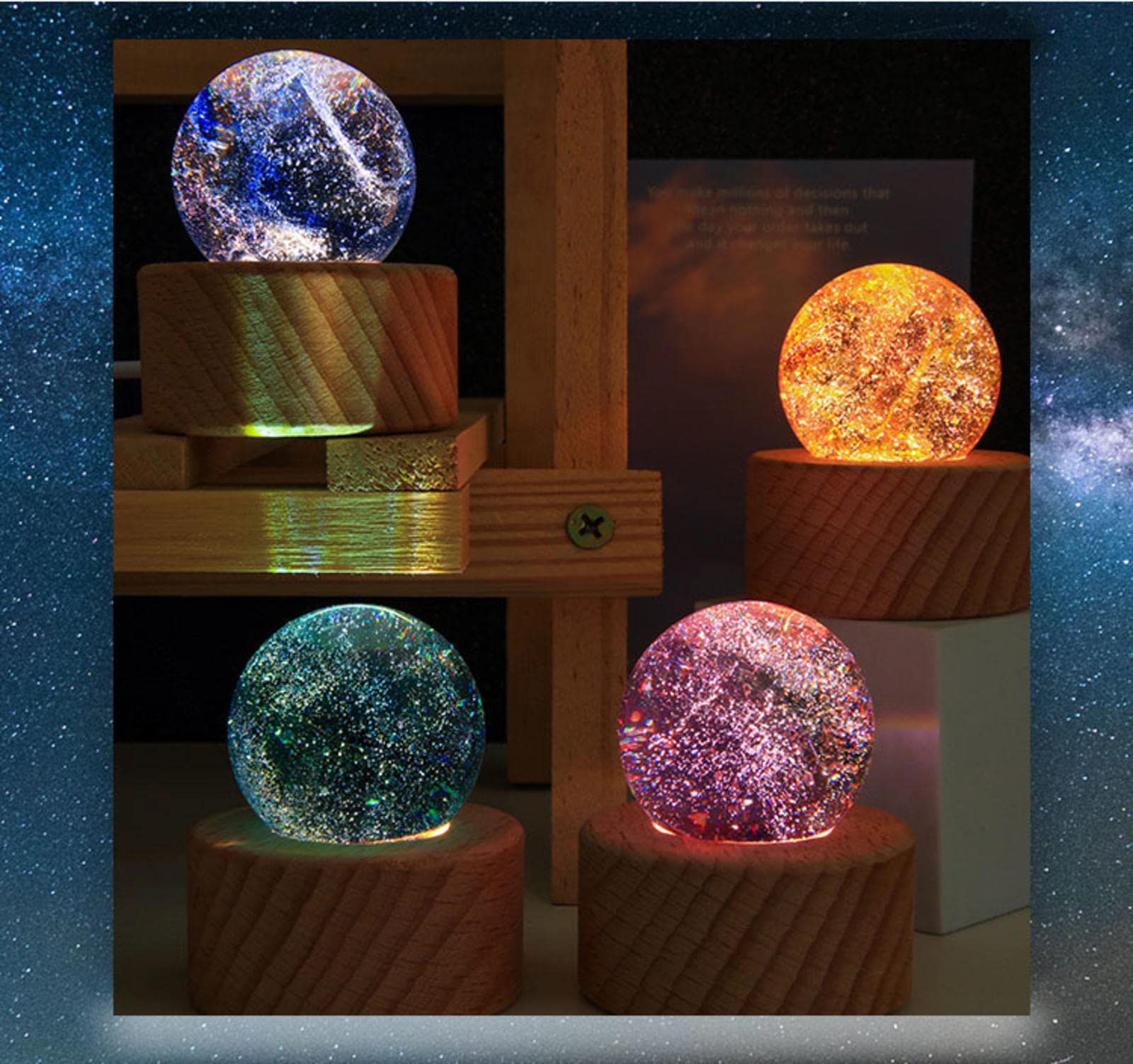 NIBHZ Lámpara de Noche de Luna 3D 4 Cm, Luz de Noche de Luna de Cielo Estrellado LED para Decoración de Dormitorio Luz de Estado de ánimo de Carga USB para Bebés,Purple