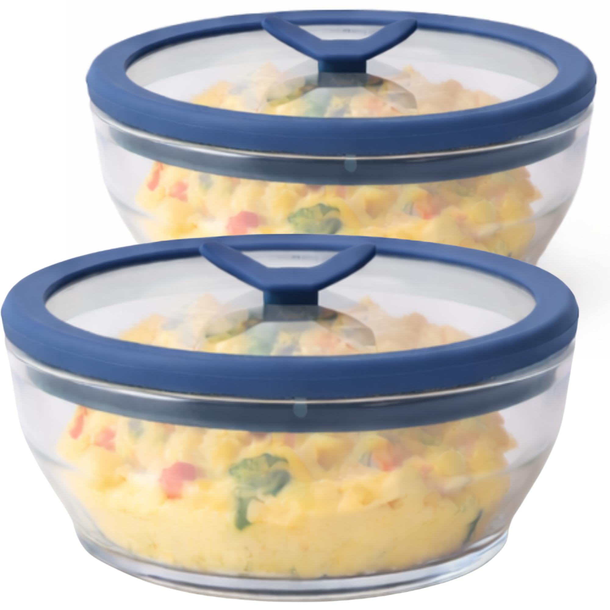 Anyday 2-Pack (2-Cup) Glass Microwave Egg Cooker - BPA Free & Plastic Free Microwave Egg Poacher - Meal Prep & Cookware | Stackable Nontoxic Storage