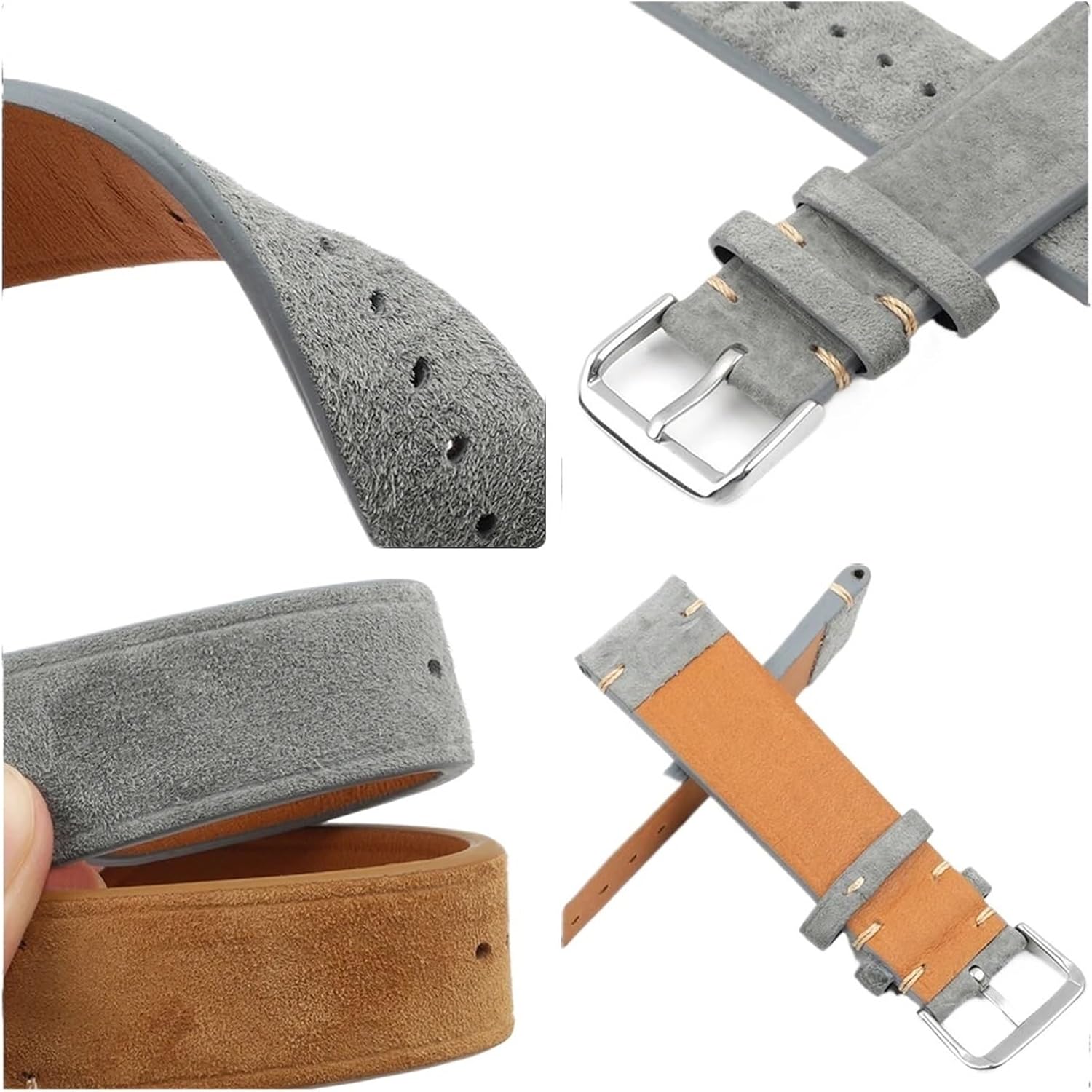 XILILHC Handmade Leather Watchband 18mm 20mm 22mm 24mm Vintage Suede Watch Strap Replacement For Men Women Watches