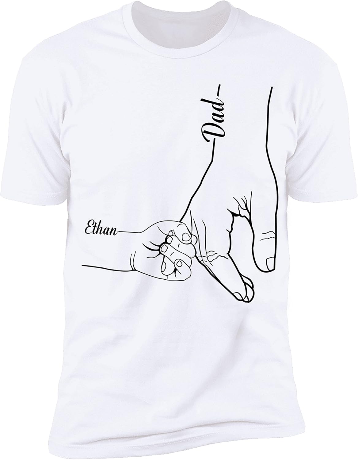 NAZENTI Personalized Papa Shirt with Kids Name - Custom Hand Drawn Childs Hold Hand Dad T-Shirt - Image 3