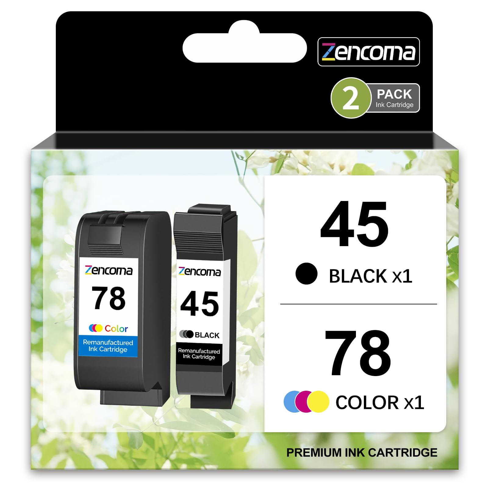 Zencoma Remanufactured 45 78 High-Yield Ink Cartridge Replacement for HP 45 78 51645 51645A C6578AN C6578DN for Color Copier 180 Deskjet 1100C 1220C