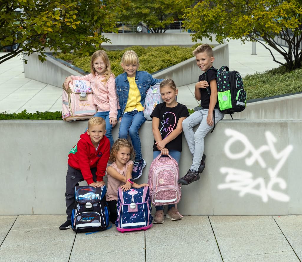 PREMIUM LIGHT Schulset 4 set für 1.-3. Klasse | Ergonomischer Schulrucksack, Sportbeutel, A4 Box & Federmappe | Leicht & Sicher mit Reflektoren | Perfekt Organisiert für Schulkinder