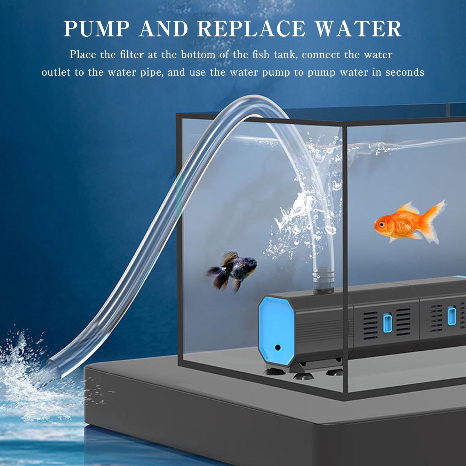 Filtro per Acquario,Pompa per Acquario 4 in 1 con Filtro,Filtro Acquario,Pompa Filtro per Acquario,Pompa Acquario,Regolabile 500 l/h,per Acquari 30 L-120 l