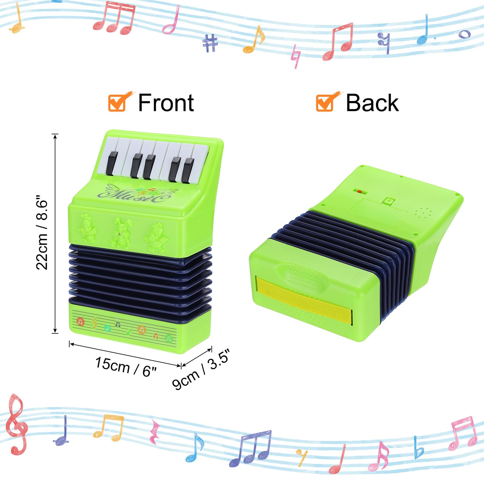 sourcing map Accordéon 13 touches - Mini instrument de musique - Cadeau éducatif pour adultes débutants - Vert
