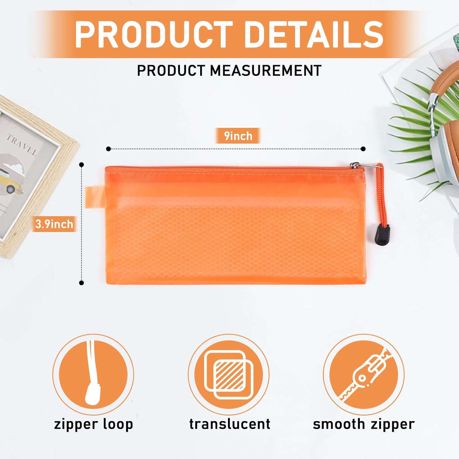 JM-capricorns 36pcs 9 x 4-1/2 inches Waterproof Plastic Double Layer Zipper File Bags Invoice pouches Bill Bag Pencil Pouch Pen Bag (8 Color) - Image 2