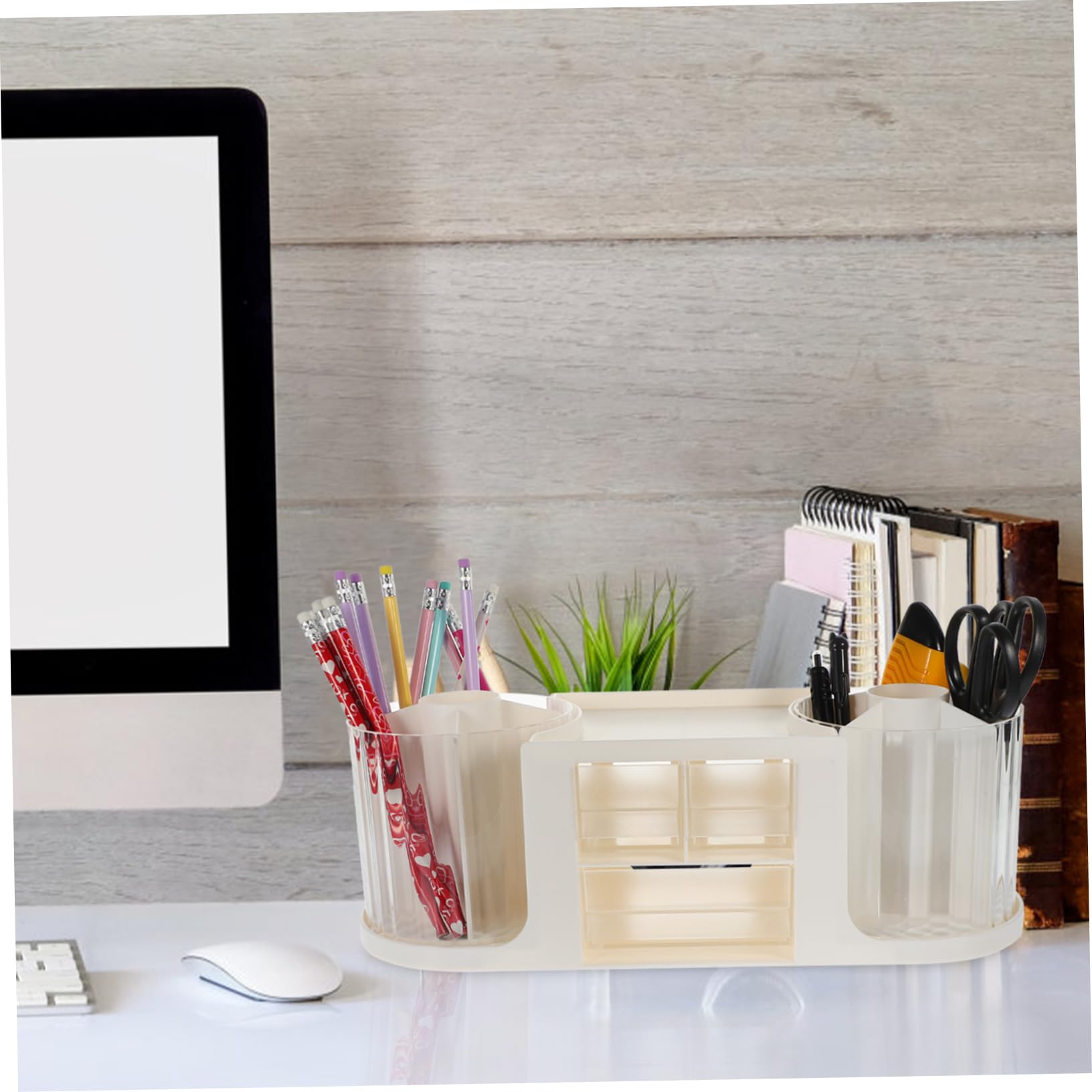 EXCEART Organisateur de Tiroirs Double Rotation, Boîte de Rangement Transparente à 2 Niveaux en Ps Blanc, Montage Simple, Gain de Place pour Documents et Cosmétiques