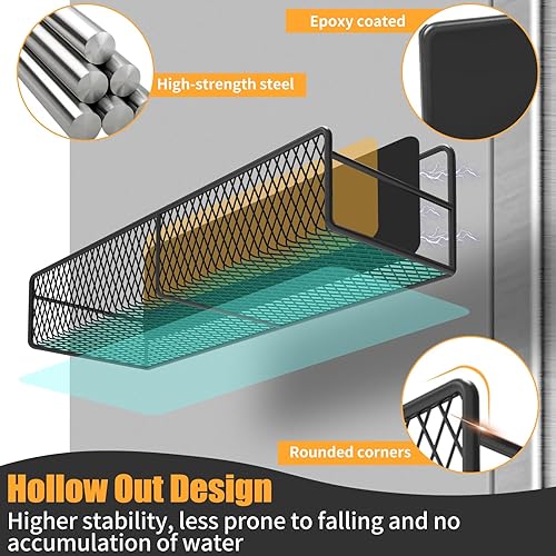 Miniatura 5 de Estante magnético para especias para refrigerador, paquete de 7 estantes magnéticos de metal, organizador de refrigerador magnético movible,