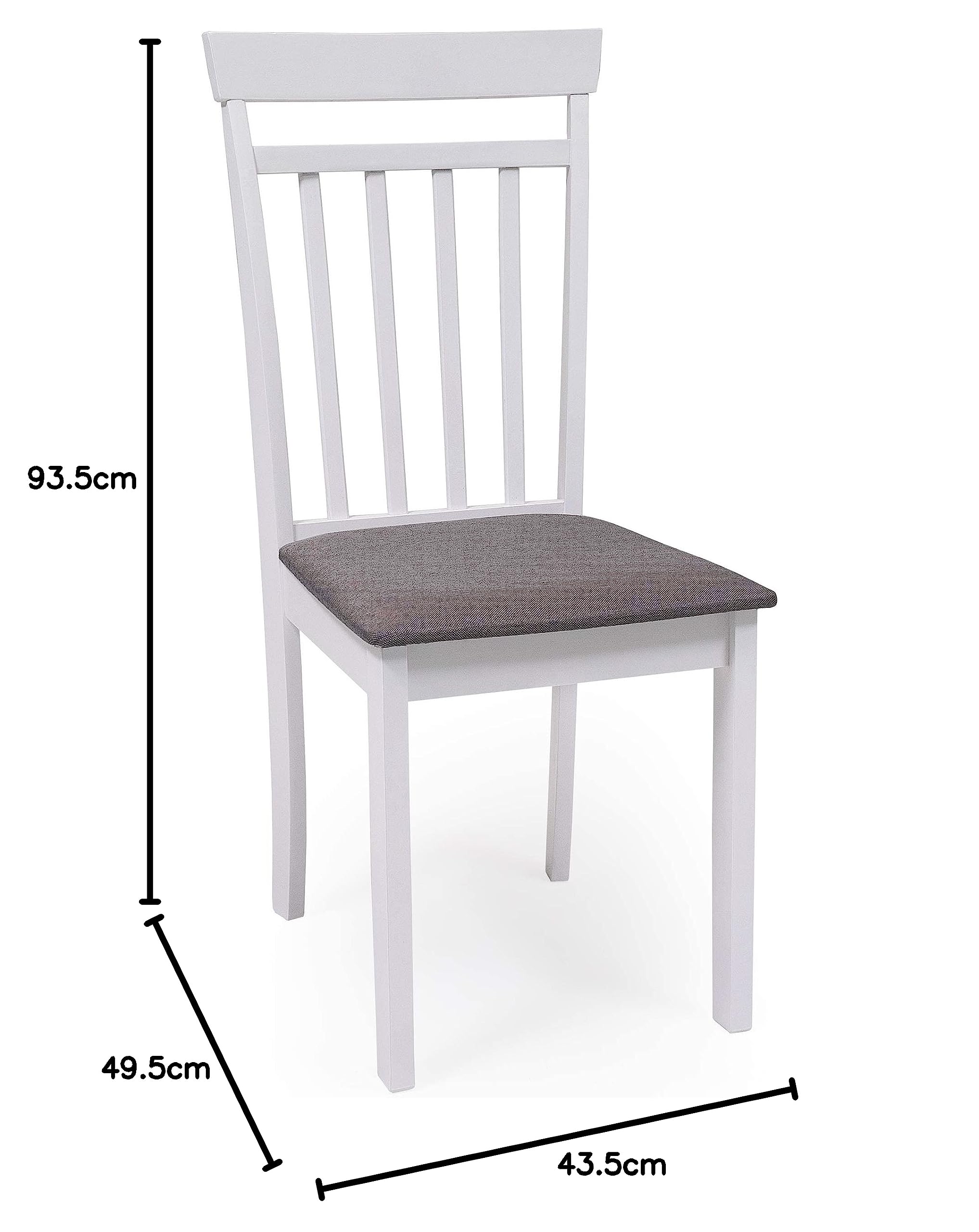 Homely | Pack 2 sillas Comedor Kansas | Estructura Madera lacada | Asiento Tela tapizado Gris | diseño Moderno, Sencillo | sillas para Comedor, salón, Cocina | Color Blanco