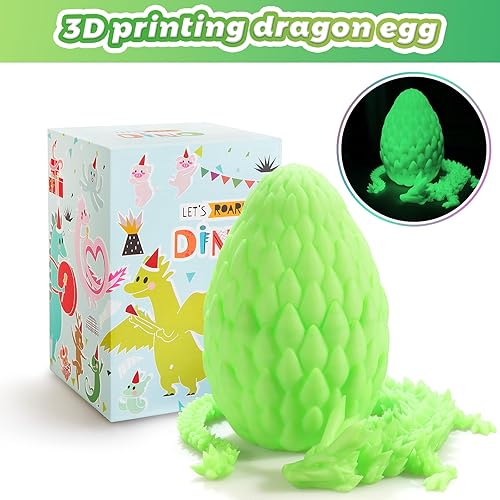 Miniatura 58 de Huevo de dragón impreso en 3D de 15 pulgadas, juguetes de cumpleaños de Navidad, regalo de relleno de calcetines, dragón de cristal articulado