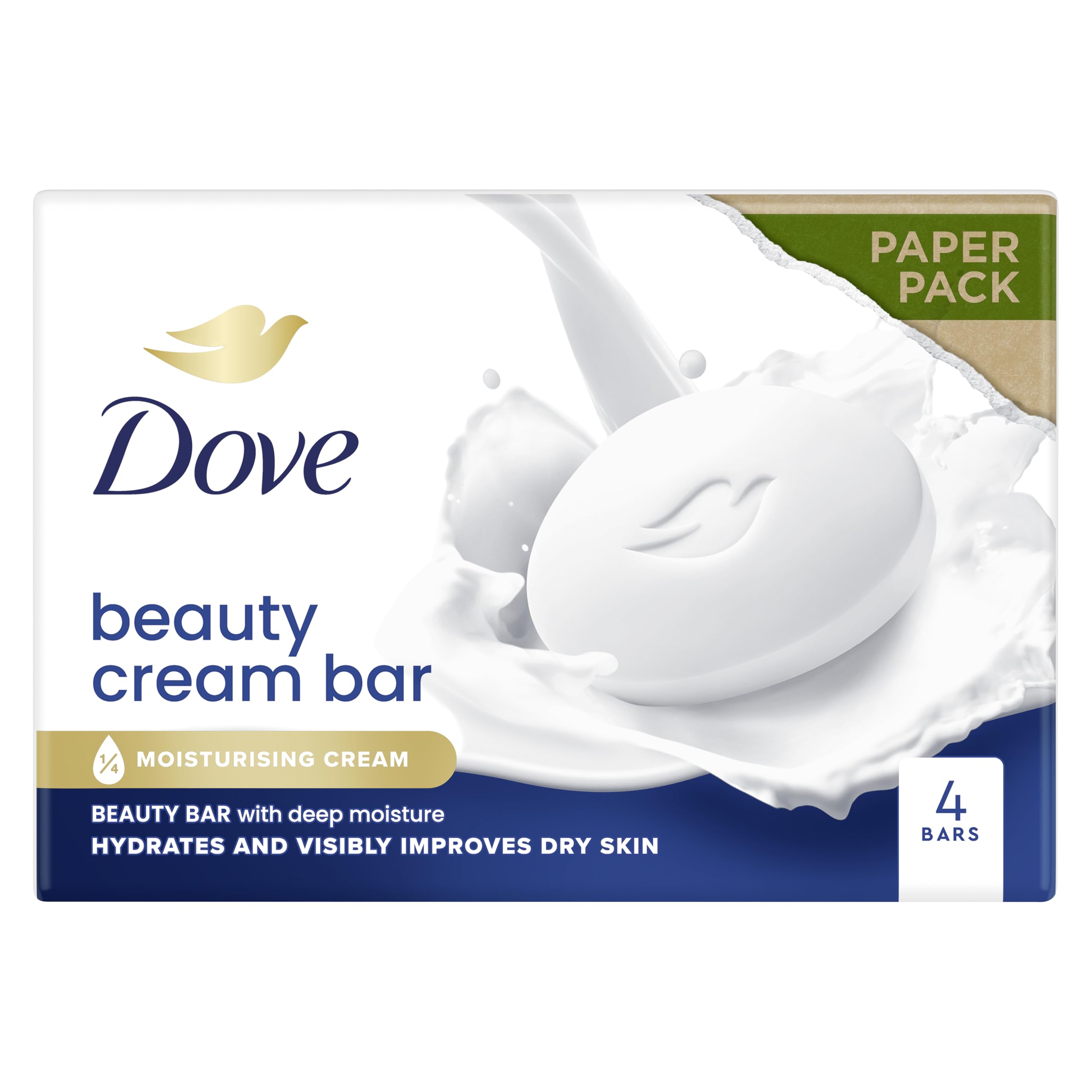 Dove Original Beauty Bar Soap with ¼ moisturising cream for softer, smoother, healthier-looking skin 4x 90 g