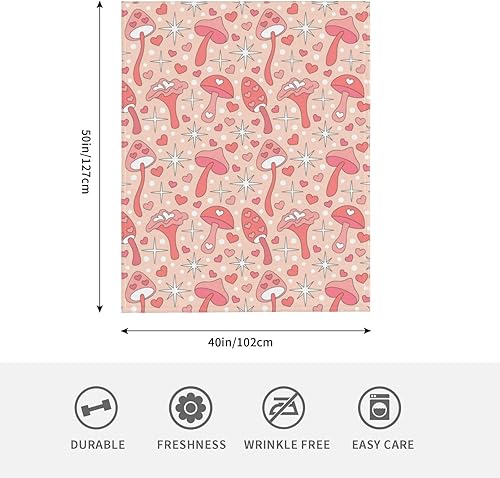 Miniatura 3 de Mushroom 01 - Manta de forro polar suave de verano para mujer, 50 x 40 pulgadas, manta ligera de viaje para cama, sofá, bonita decoración del hogar