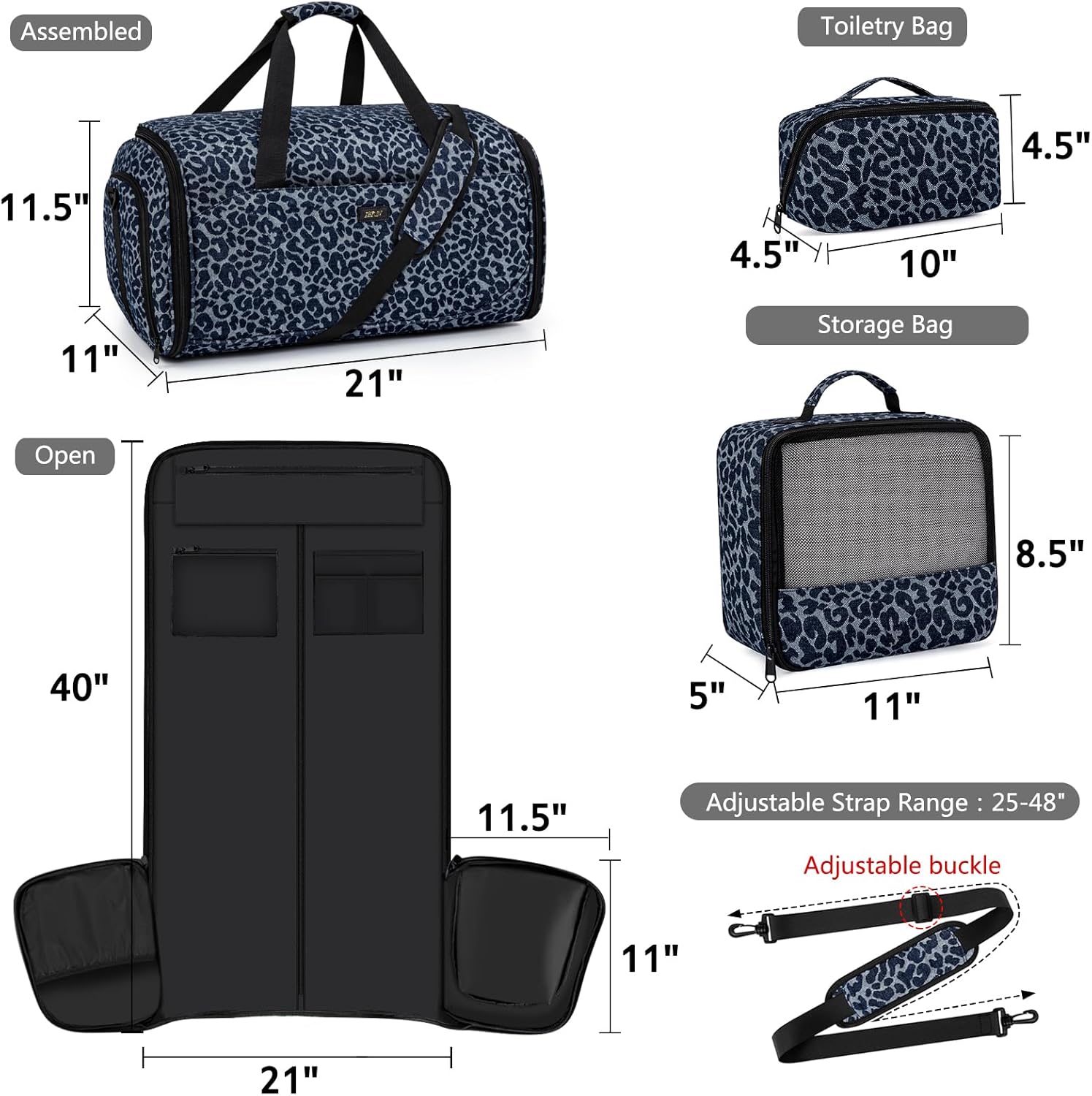 Convertible Garment Bags for Travel - Carry on Garment Duffle Bag with Backpack Straps for Men Women, 4 in 1 Large Travel Duffel Bags with Shoes Compartment Hanging Suit Dress Weekender Bag 3pcs Set - Image 5