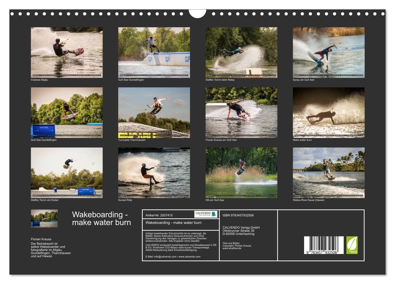 Wakeboarding - make water burn (Wandkalender 2026 DIN A3 quer), CALVENDO Monatskalender (CALVENDO Sport)