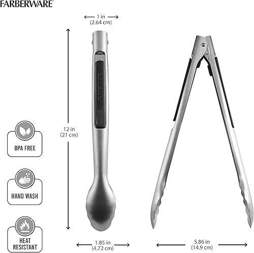 Miniatura 4 de Farberware Pro 5282803 - Pinza de bloqueo con cabeza de acero, 12 pulgadas, color negro