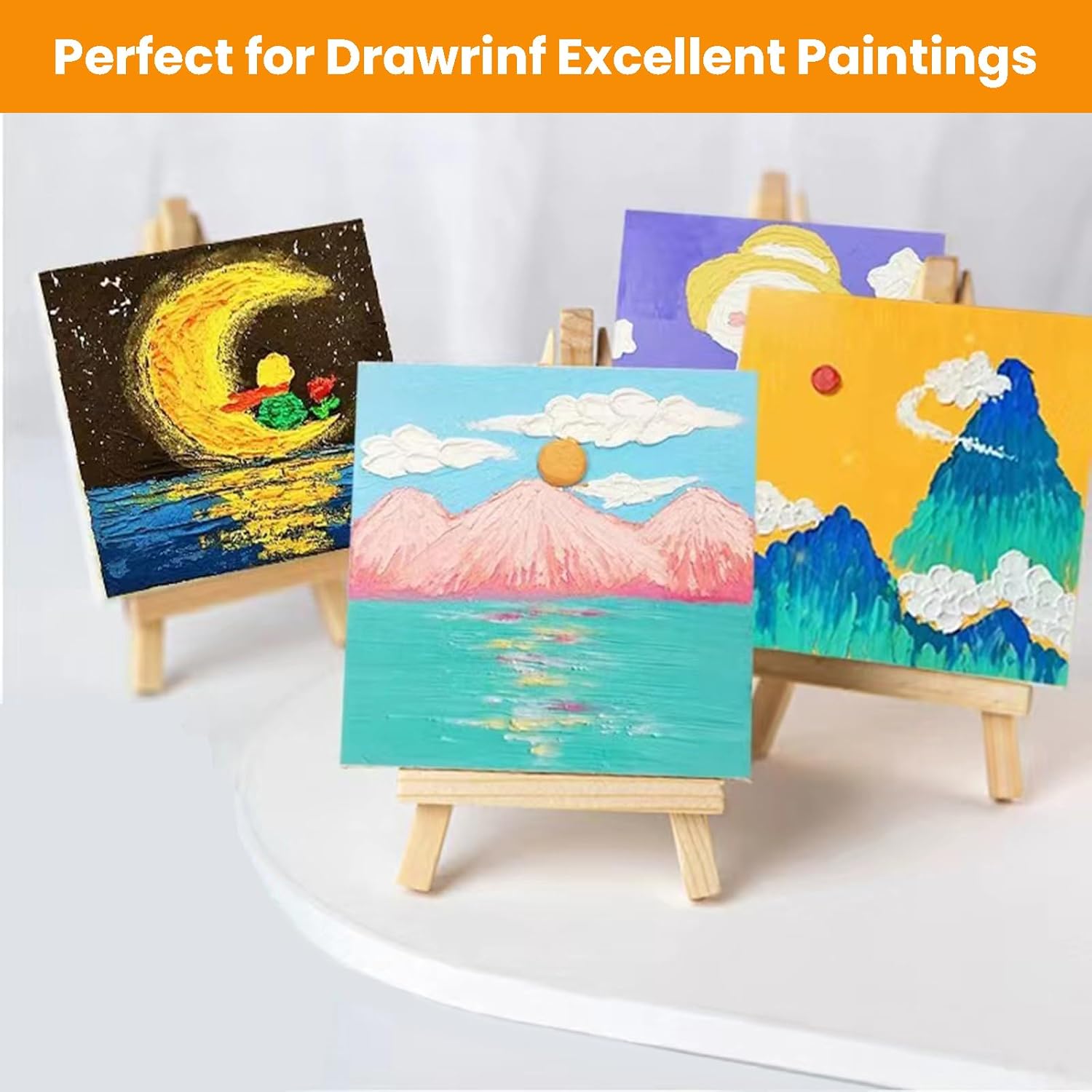 20 Pack 6 x 6 inch Mini Canvas and Easel Set, Mini Canvases for Painting with Wood Easels, Acrylic Paints, and Brushes, Small Canvas Painting Kits for Adults Students Beginners