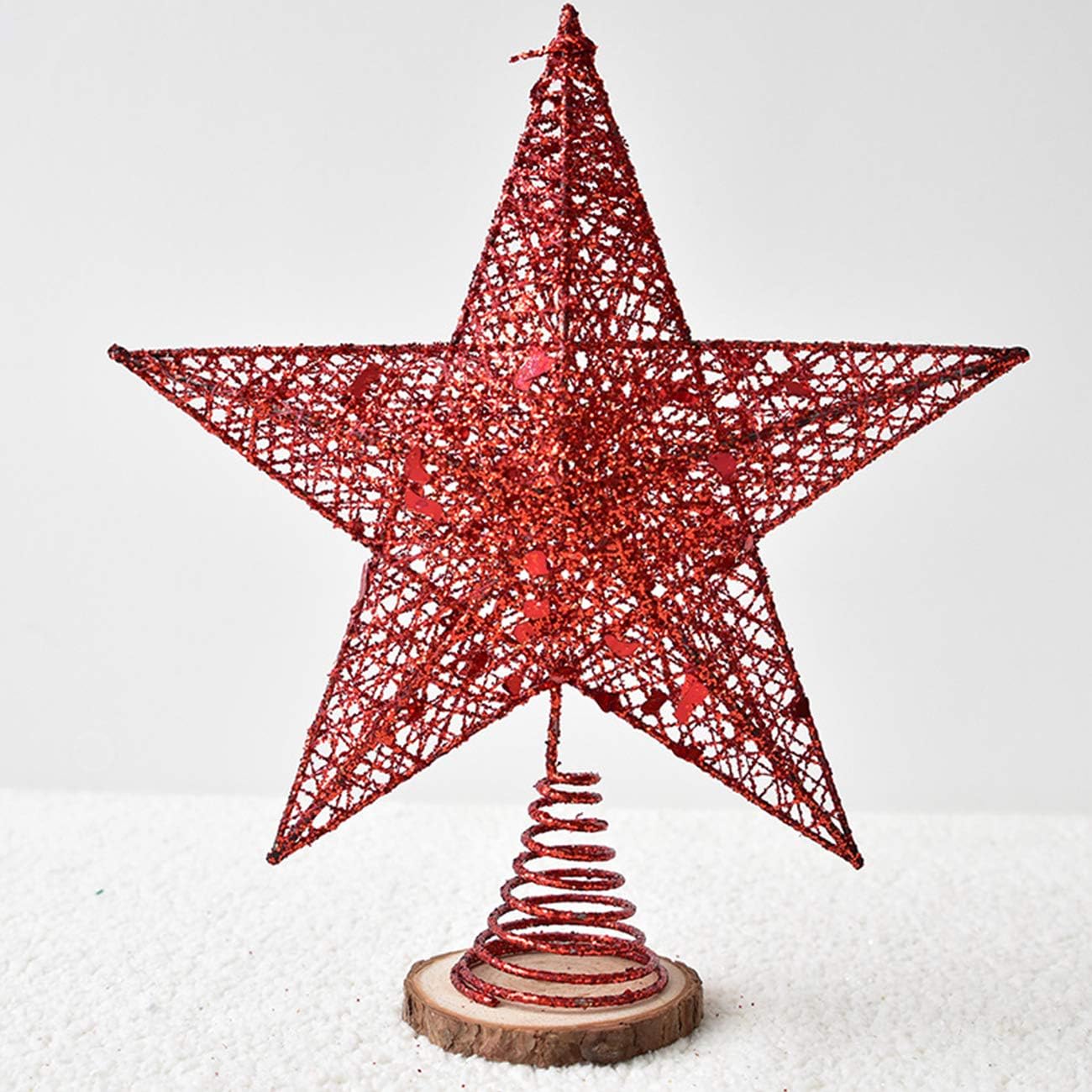 10” Christmas Tree Topper Star Tree-top Star Christmas Tree Decoration Indoor Party Home Decoration (Red)